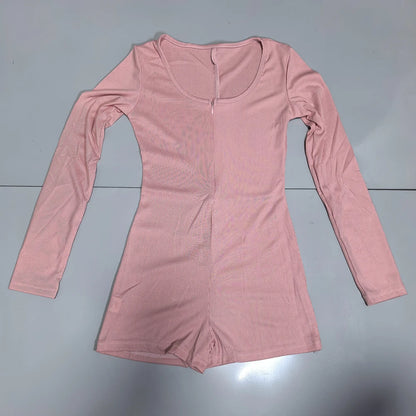 Women's Short Jumpsuits Slim Fit Stretch One Piece Yoga Playsuits Romper Sexy Fitness Female Basic Low-cut Zipper Sportwears