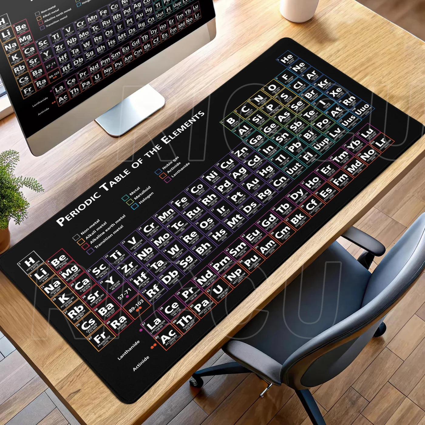 Periodic Table of Elements Mouse Pad Large Gaming Keyboard Mousepad with Stitched Edge Non-Slip Rubber Base Office PC Desk Mat