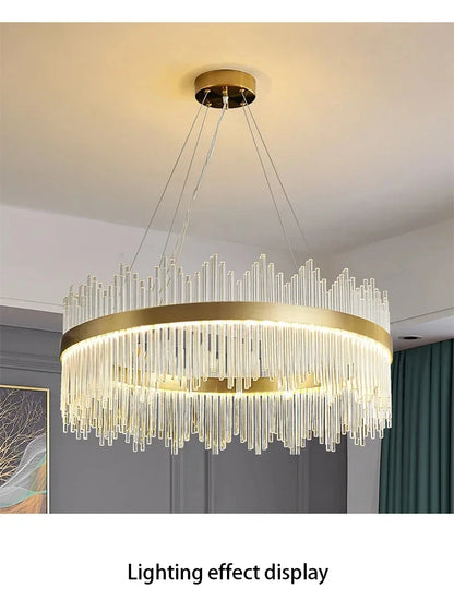 Modern Luxury Crystal Ceiling Chandelier Stainless Steel Living Room Lights Home Decor Dining Room Pendant Lamp Interior Bedroom