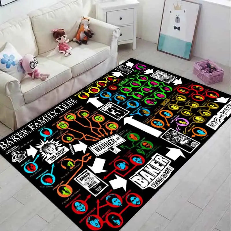 B-BAKERS Printed skateboards carpets Non-slip Multi Function Living Room Rugs Entrance Floor mat Home Kitchen Hallway Decor