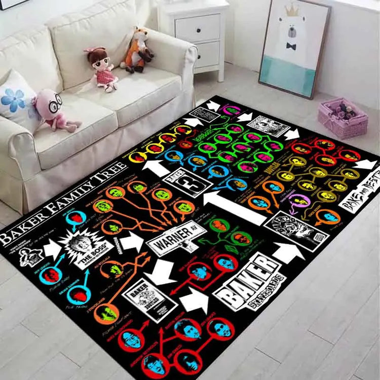 B-BAKERS Printed skateboards carpets Non-slip Multi Function Living Room Rugs Entrance Floor mat Home Kitchen Hallway Decor