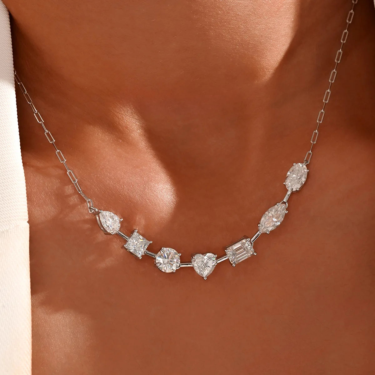 Emerald Heart Pear Princess Oval Marquise Moissanite Diamond Necklace For Women S925 Silver Jewelry Women's Moissanite Necklace