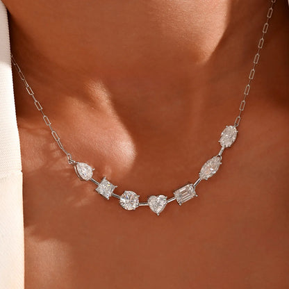 Emerald Heart Pear Princess Oval Marquise Moissanite Diamond Necklace For Women S925 Silver Jewelry Women's Moissanite Necklace