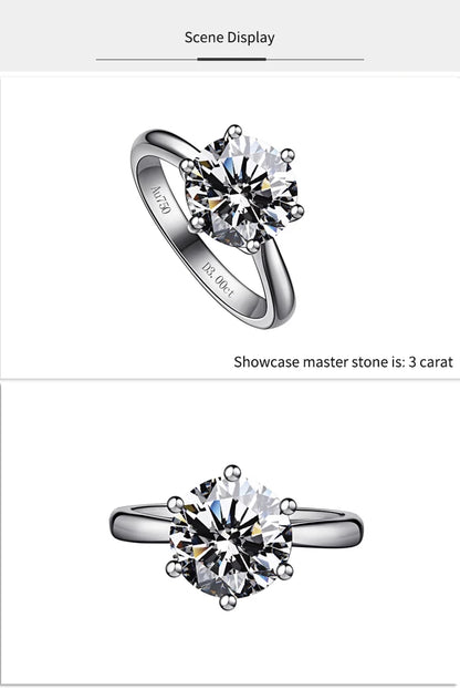JEWELLWANG 18K Pure Gold Lab Grown Diamond Ring for Women 0.5-3.0ct D VVS Engagement/Wedding/6 Claws Luxury Synthetic Ring(IGI)