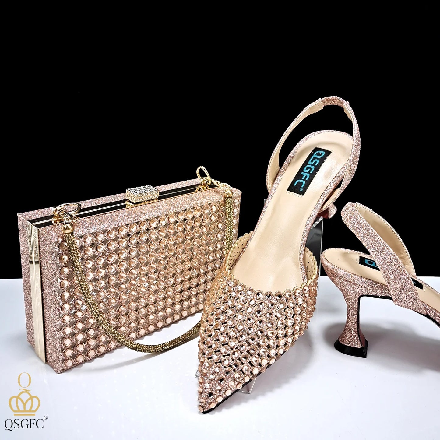 New Arrival Nigerian New Trending Cutout Style Navy Blue Elegant Women's Shoes and Party Wedding Bag