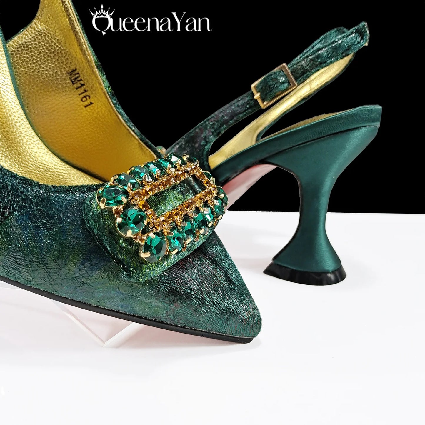 QSGFC Italian Design Rhinestone-encrusted Ladies Party Shoes And Special Bag Women High Heels Wedding Dual Purpose Bag