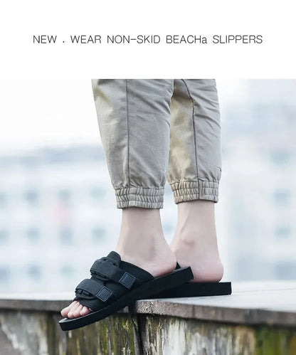 High Quality Outdoor Men Slippers Hook&Loop Canvas Casual Couple Shoes Slip-on Beach Slippers Sandals Women Shoes Flip Flops