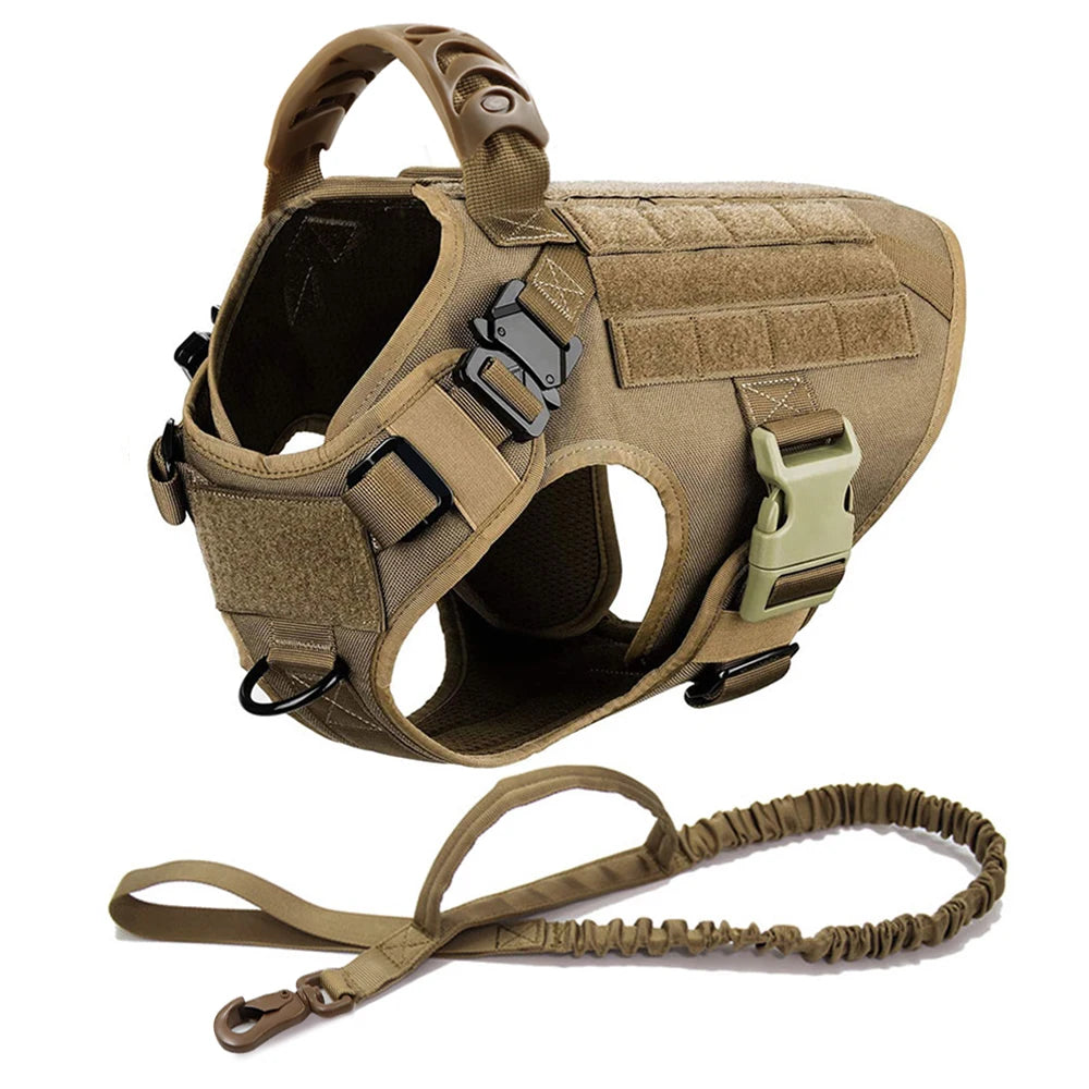 Dog Harness for Large Dogs Leash Collar Molle Pouch Military Harnesses French Bulldog Pet Tactical Training Vest Dog Accessories