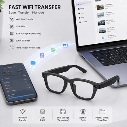 2026 New Smart Glasses 800W HD Camera AI All Things Recognition Recording and Video Calling Real-time Translation Smart Glasses