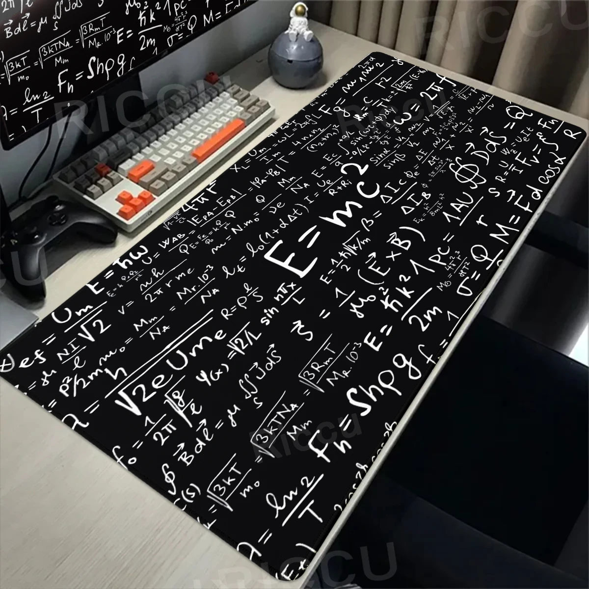 Black Mousepad E=mc2 Formula Science Mouse Pad Math Desk Pad Extended PC Keyboard Mats Large XXL Gamer Mousepad Desk accessories