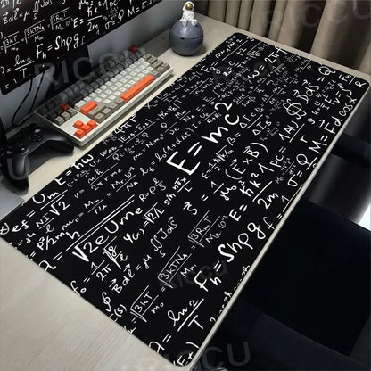 Black Mousepad E=mc2 Formula Science Mouse Pad Math Desk Pad Extended PC Keyboard Mats Large XXL Gamer Mousepad Desk accessories