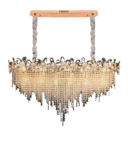 Modern Flower Crystal Tassel Chandelier Living Room Dining Room Gold Crystal Ceiling Pendant Lights Vila Lobby Lighting Fixtures