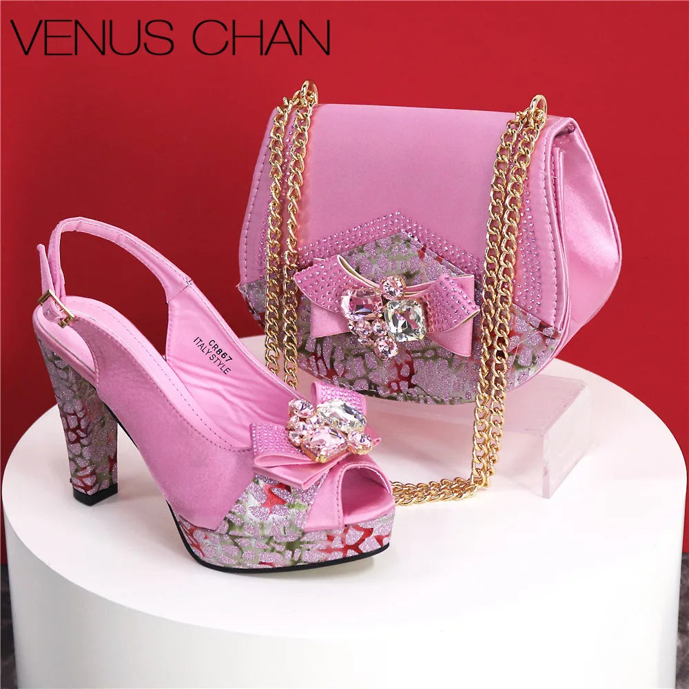 African Fashion Evening Shoes and Bag Italian Design Women's Shoes New Style High Heels Comfortable Women's Shoes and Bags