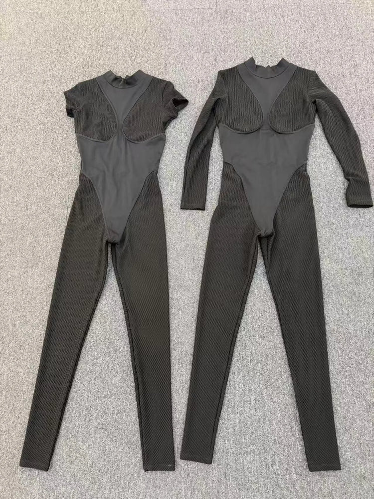 Sexy One-Piece Womens Tracksuit Long Sleeved Sports Rompers Running Yoga Jumpsuit High Stretch Push Up Fitness Workout Bodysuits