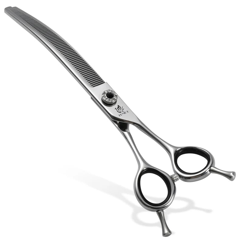 Fenice CIQ Professional 7.0/7.5 Inch JP440C Dog Grooming Scissors Curved Chunker /Thinning Scissors for Dogs Cats and Other Pets