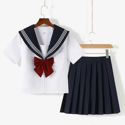 Student JK Uniform Women's High School Korean Chinese School Uniforms Navy Sailor Outfit Short Sleeve Suit Japan Seifuku Girl
