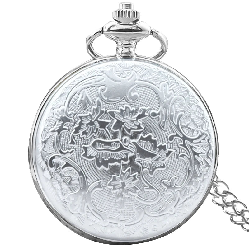 Retro Charm Neutral Fashion Hollow Flower Roman Literal Quartz Steampunk Pocket Watch Men's and Women's Necklace Pendant Gift