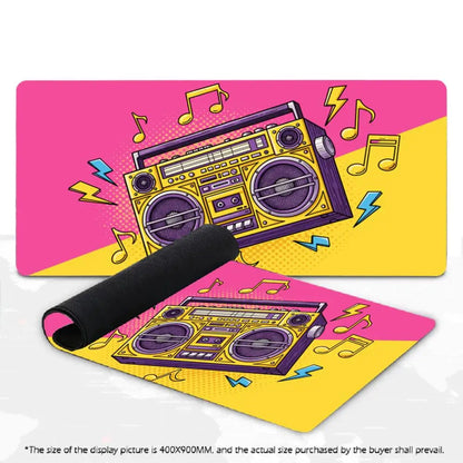 Large Anime Boombox Mouse Pad Big Gaming Desk Mat Retro Radio Printed Anti‑Slip Extra Wide Mousepad for PC Laptop Gamer
