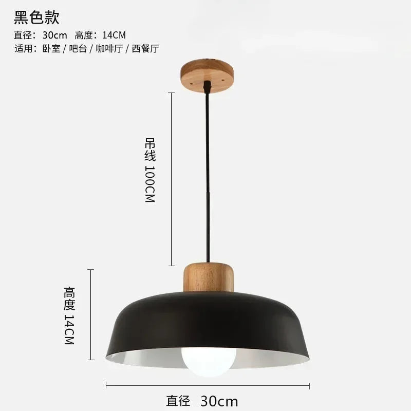 Nordic Wood Aluminum Pendant Lights Modern Hanging Lamps Kitchen Living Room Chandelier Lighting E27 LED Loft Lampara De Techo