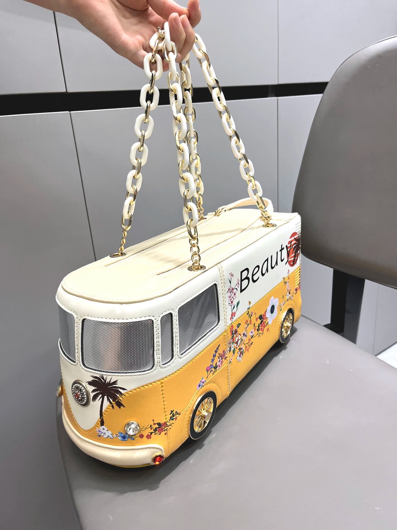 Luxury Designer Purses and Handbags Funny Bus Shape Bag Pu Leather Woman's Bag Purse High Quality Party Wedding Bag