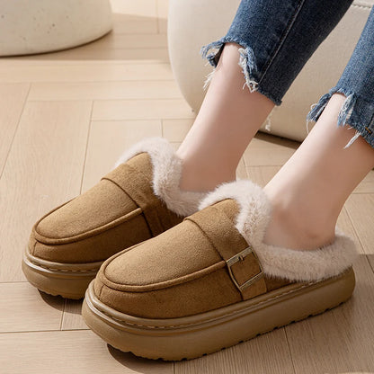 Casual Women's Home Slippers Winter Plush Luxury Designer Woman Shoes Indoor Fluffy Platform Fuzzy Fur Slides Elegant Flats Warm
