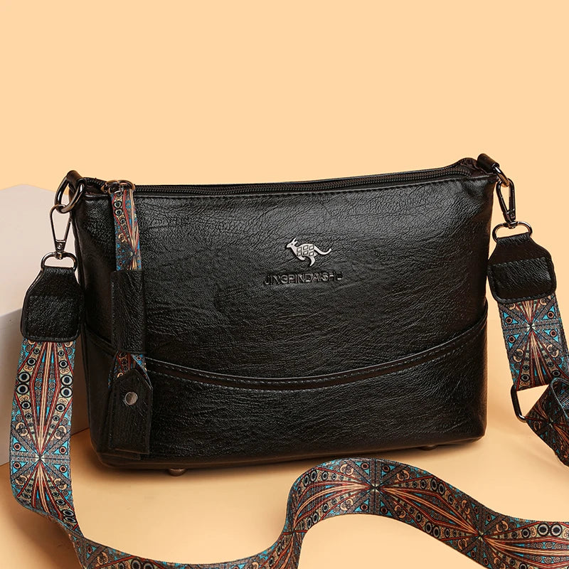 Solid Color Luxury Designer High Quality Leather Women's Handbag Purses Multifunctional Ladies Shoulder Messenger Bags Sac Femme