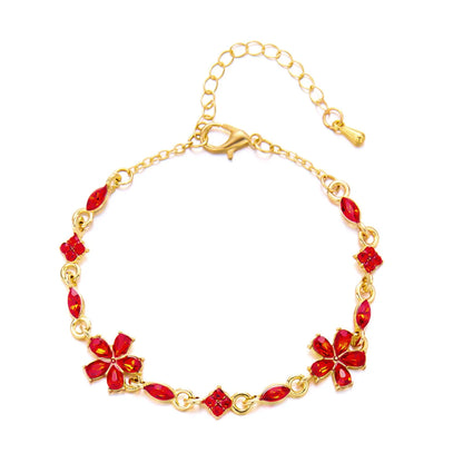 Elegant Crystal Flowers Bracelets For Women Girls Y2K Sweet Sparkling Zircon Floral Plant Chain Bracelet Luxury Wedding Jewelry
