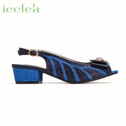 2024 New Arrival Elegant Style Fuchsia Color Low Heels Nigeria Popular Design African Ladies Shoes And Bag Set