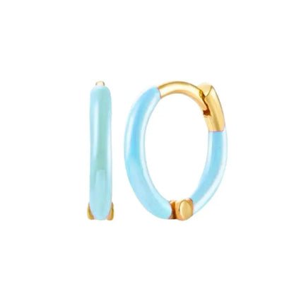925 Sterling Silver Needle Light Blue Zircon Stud Earrings for Women Fashion Blue Enamel Pendant Earrings Luxury Jewelry Gifts