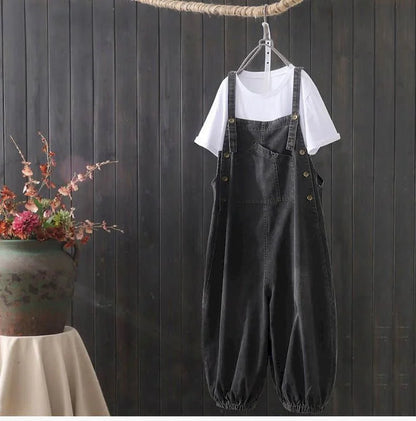 Denim Jumpsuits for Women Oversized Playsuit Denim Pants Loose High Waist Trousers Overalls for Women Clothes One-pieces XT1586