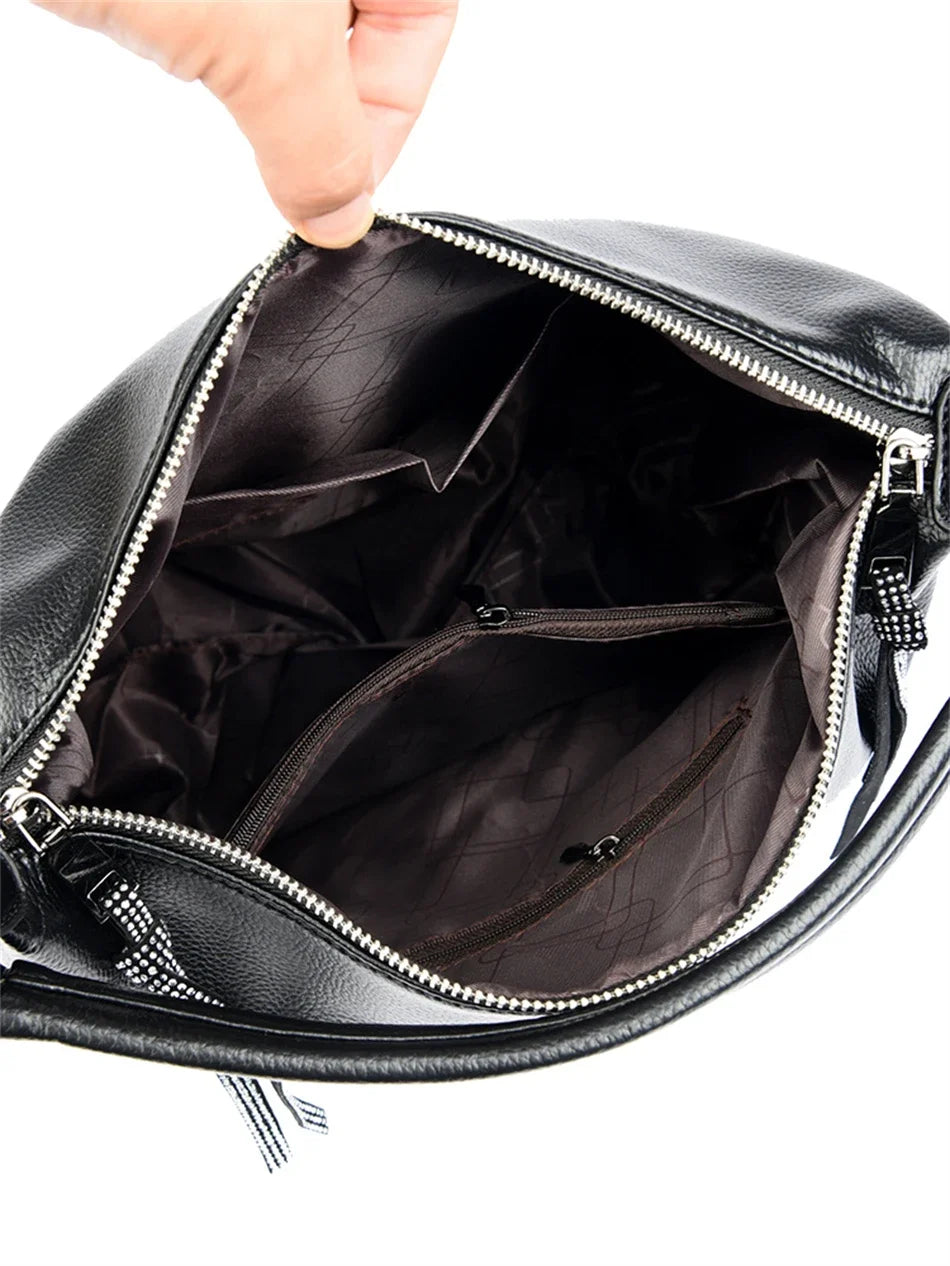 2024 Women High Quality Leather Shoulder Bag Top-handle Bags Casual Large Capacity Messenger Bags Luxury Designe Ladies Handbags