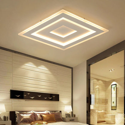 Slim LED Ceiling Light Dimmable Chandelier Ceiling Lamps Sleek White Lamp for Living Room Bedroom, Flush Mount Lighting Lights