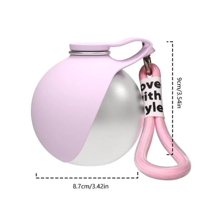 Dog Water Bottle with Removable Silicone Bowl,285ml Stainless Steel Construction, Leak-Proof for Outdoor Activities Like Walking