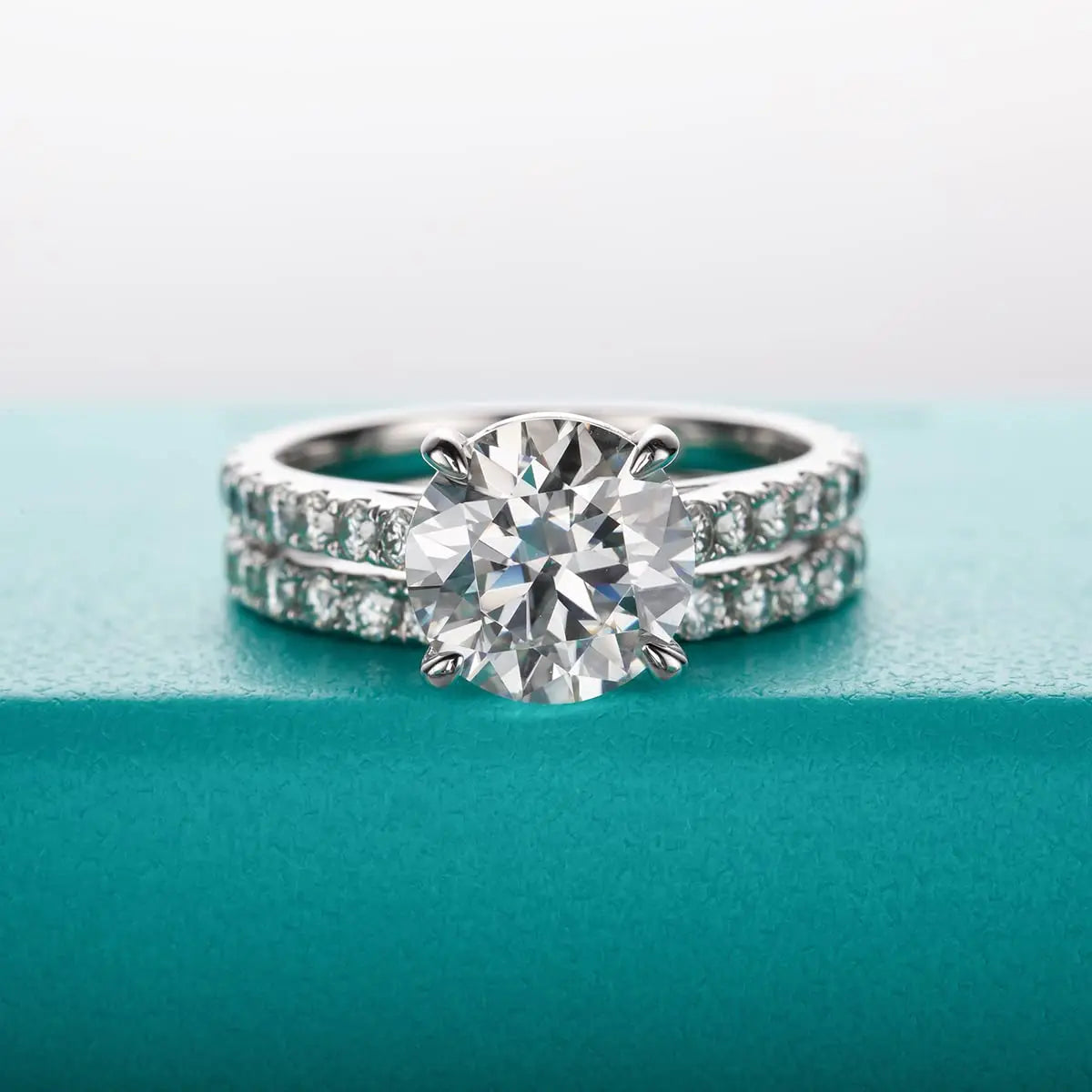 3CT Moissanite Bridal Rings Set with Certificate D Color Diamond Engagement Ring 925 Sterling Silver Wedding Band for Women