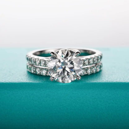 3CT Moissanite Bridal Rings Set with Certificate D Color Diamond Engagement Ring 925 Sterling Silver Wedding Band for Women