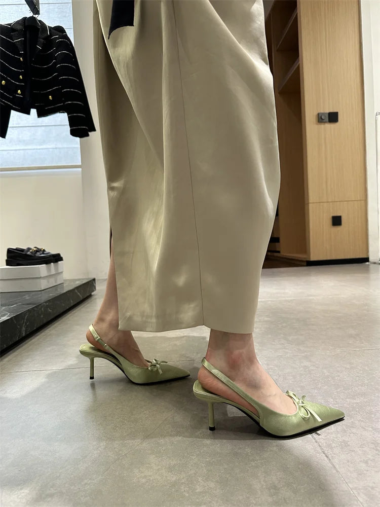 Designer Luxury Summer Women Sandals Fashion Pointed Toe Butterfly-knot Shoes Ladies Elegant High Heels Party Club Sandalias