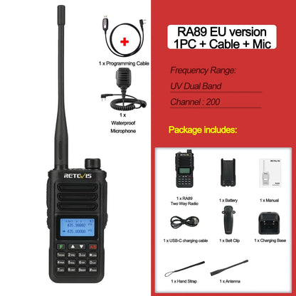 Retevis RA89 Walkie Talkie IP68 Usb-C Long Range Walkie Talkies FM VHF Ham Radio for Camping Hunting Emergency Rescue