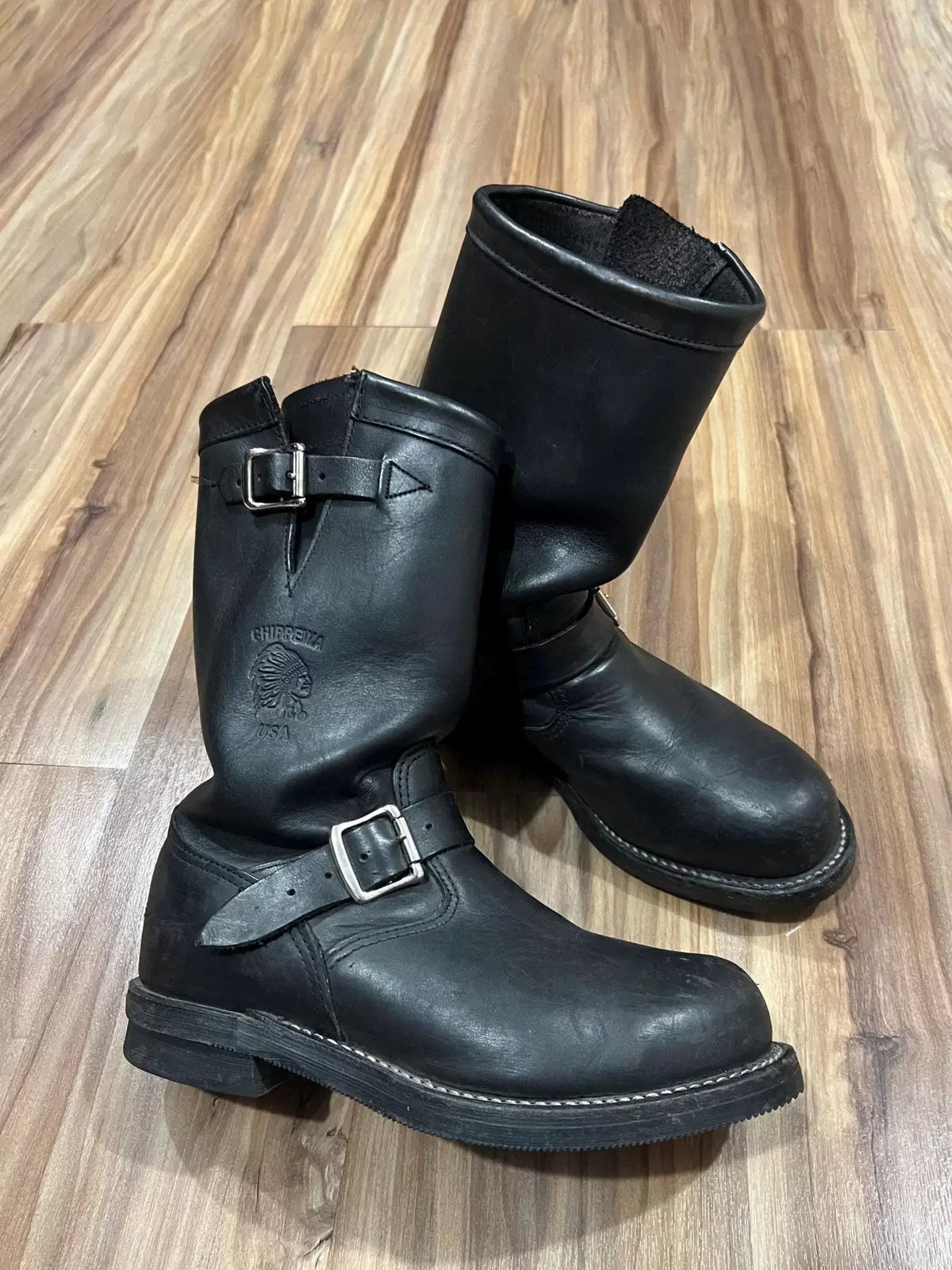 Handmade Vintage Velvet Khaki Work Boots Men's American Style Mid-Calf Retro Thick Bottom Belt Buckle Motor Vehicle Engineeri