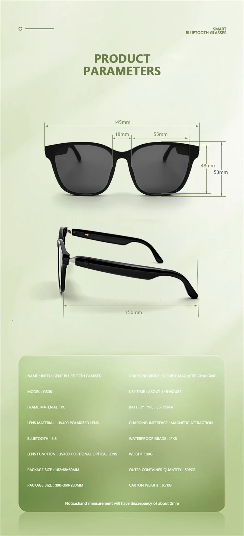 New Smart Glasses Intelligent Driving Navigation Wireless Music Play Outdoor Sunglasses Bluetooth Call Anti-blue Light Eyeglass