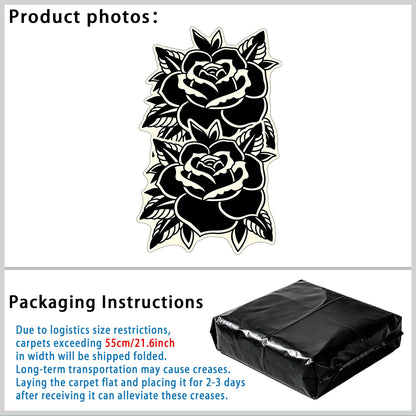Fashion Retro Black White Rose-Shaped Living Room Carpet Light Luxury Bedroom Bedside Rug Soft Comfortable Floor Mat Home Decor