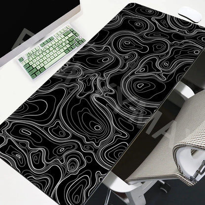 Large Mouse Mat Black And White Mousepad Gaming Mousepads 39.3x19.6in Rubber Keyboard Mats Abstract Desk Pad Office Mouse Pads
