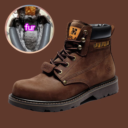 Men  Boots  Leather Shoes Men Popular Comfy Spring Autumn  Shoes Working Ankle Boots  Waterproof Shoes Lovers Shoes Yellow Boots
