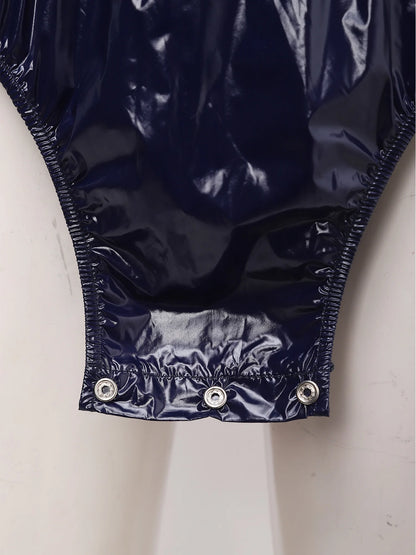 Men Women Waterproof Glossy Bodysuit Leak-proof Washable Diaper Cover Elderly Bedridden Special Needs Adaptive Jumpsuit Swimwear