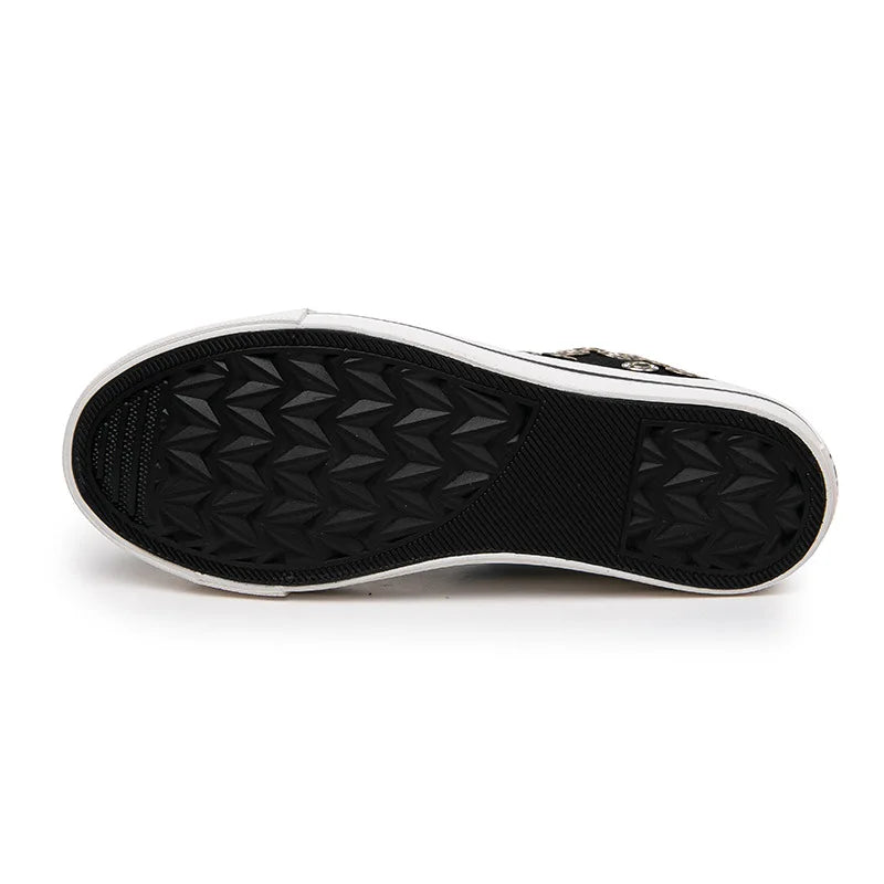 Breathable Hollow Canvas Short Boots Summer Women Black Casual Shoes Punk Rivet Flat Bottomed Shoes 2CM Woman High top Sneakers