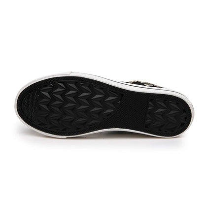 Breathable Hollow Canvas Short Boots Summer Women Black Casual Shoes Punk Rivet Flat Bottomed Shoes 2CM Woman High top Sneakers
