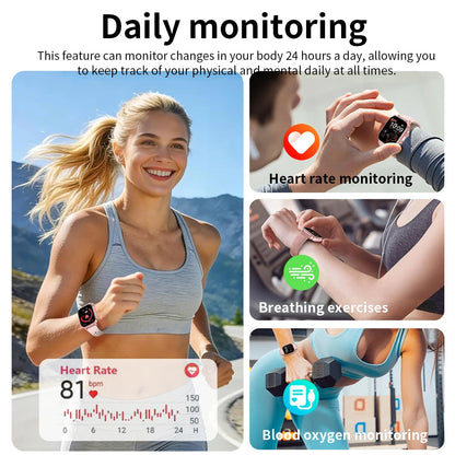 LIGE Militray 1400mAh Large Battery Smart Watch For Men 2.01 inch HD Screen 100+Sports Mode Bluetooth Call Men Women Smartwatch