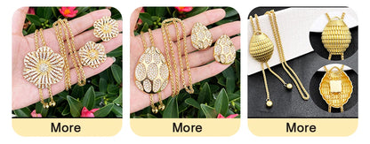 GZJPEI Shiny White Zircon Jewelry Set For Women Italy Nigeria Wedding Jewellery 18K Gold Plated Mother's Day Gift On Sale ﻿