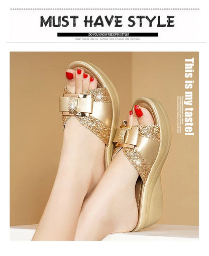 2024 Summer Women's Open Toe Casual Slippers Women Fashion Platform High Heel Female Slides Shoes Comfortable Wedge Sandals