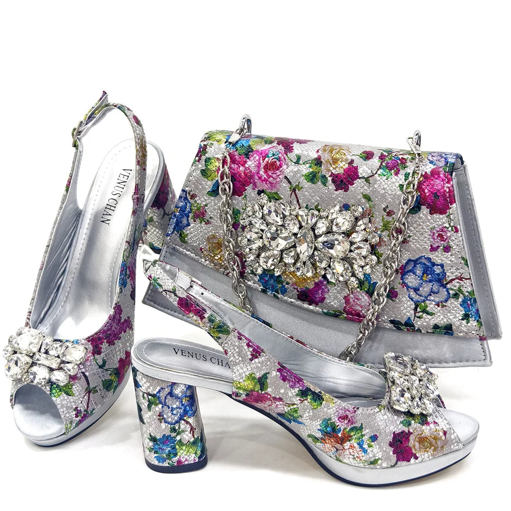Venus Chan Italian Design Shoes and Bags Matching Set 2024 Women High Heel Party Purple Color Nigeria Wedding Bigger Size Shoes