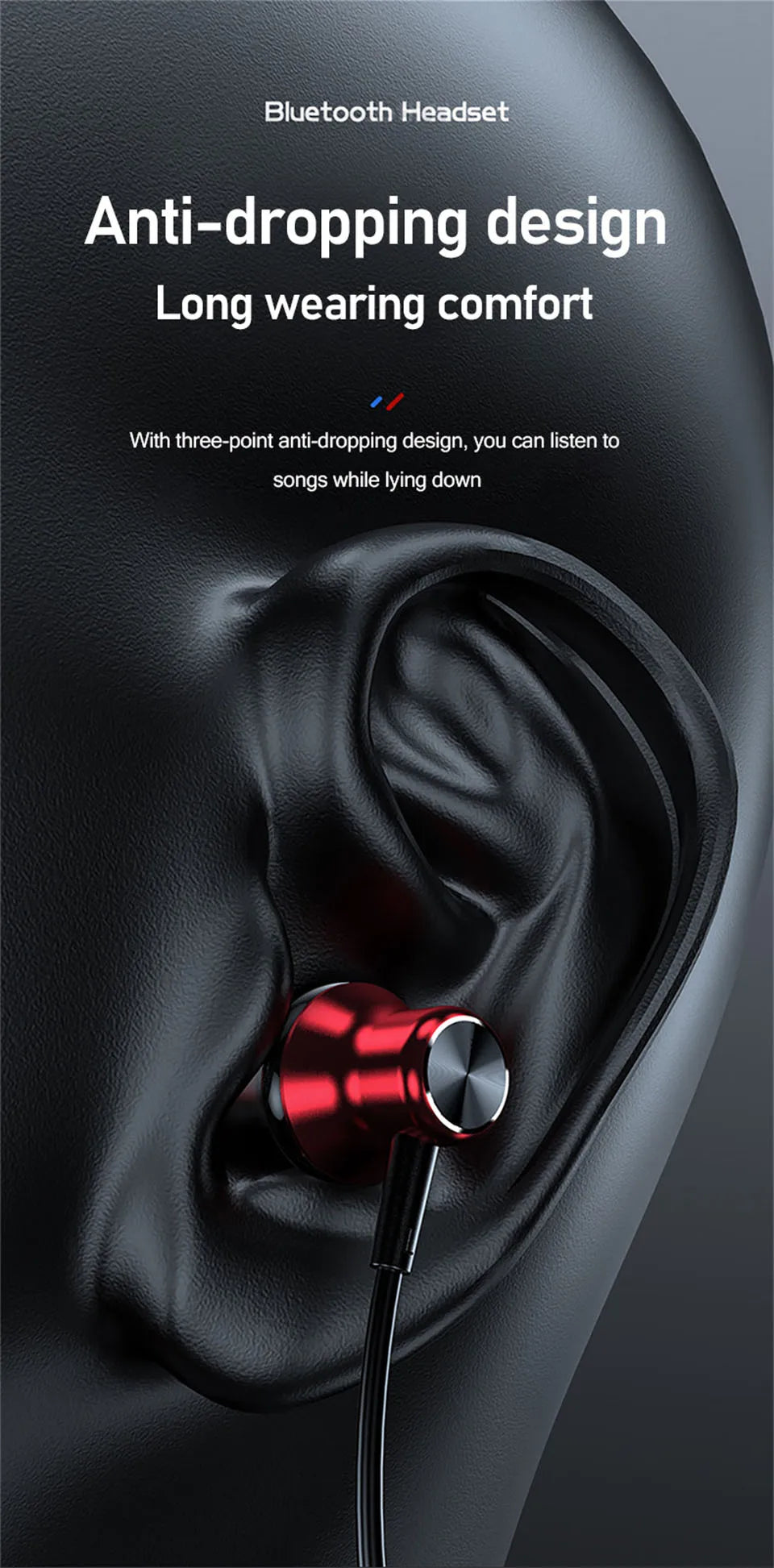 EARDECO 100 Hours Playback Bluetooth Headphone Bass Inear Wireless Headphones Neckband Earphones Headphones Sport Stereo TF Card